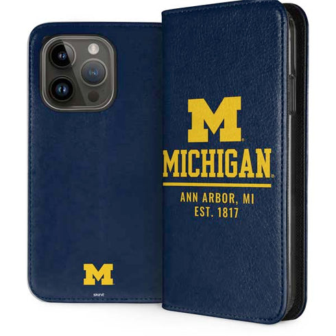 University of Michigan Ann Arbor Est 1817 iPhone 15 Pro Folio Case